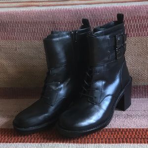 38 Zara Leather Combat Booties